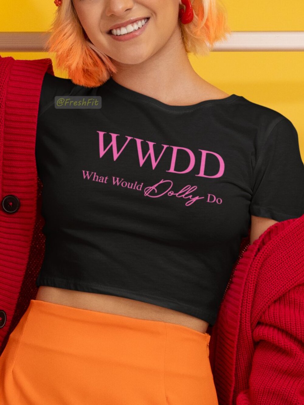 šWhat Would Dolly Do WWDD Shirt Black Fitted Crop Top Tee